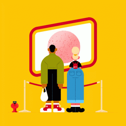 Animated Couple At Museum GIF