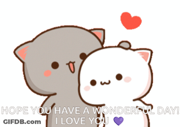 Animated Couple Cat Have A Good Day Love GIF