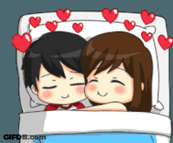 Animated Couple Hugging Good Night Love Sticker GIF