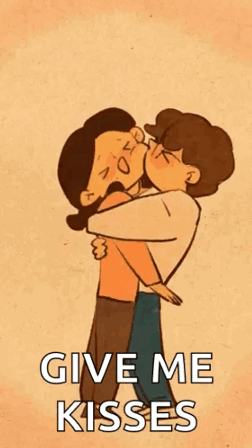 Animated Couple Kiss Kiss GIF