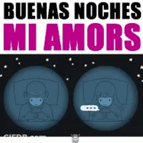 Animated Couple Sending Text Buenas Noches Amor GIF