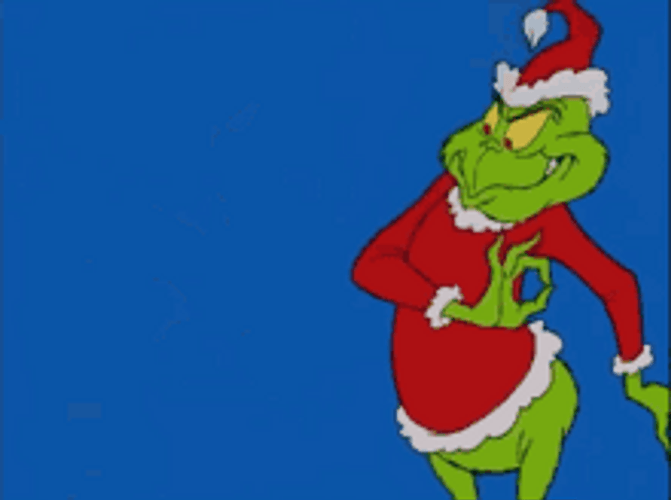 Animated Creepy Santa Claus Grinch Meme Listening GIF