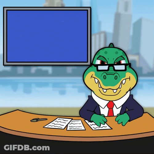 Animated Crocodile Breaking News Report GIF