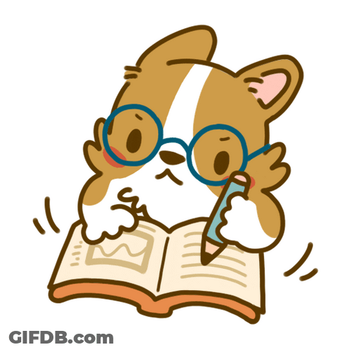 Animated Cute Corgi Dog Study Hard GIF