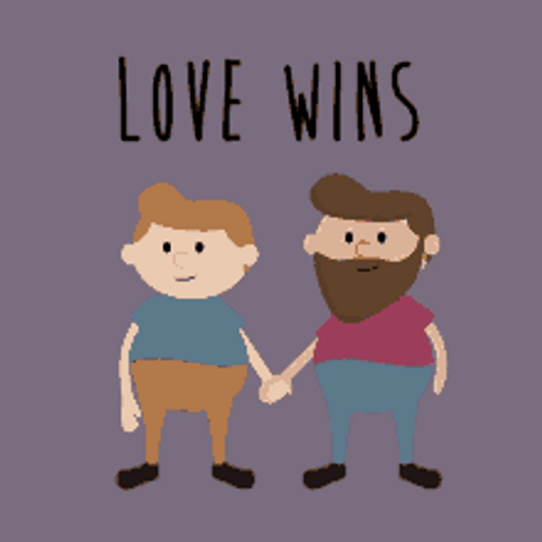 Animated Cute Couple Kiss Gay Love Wins GIF