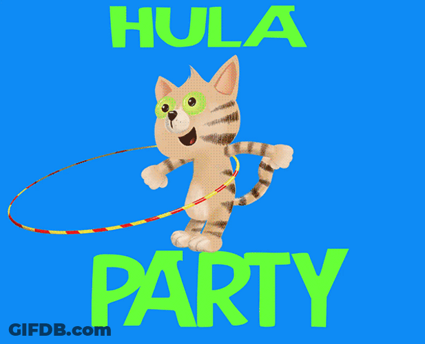 Animated Cute Hula Party Cat GIF