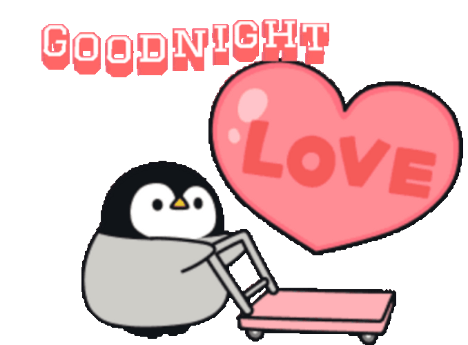 Animated Cute Penguin Delivering Good Night Love GIF