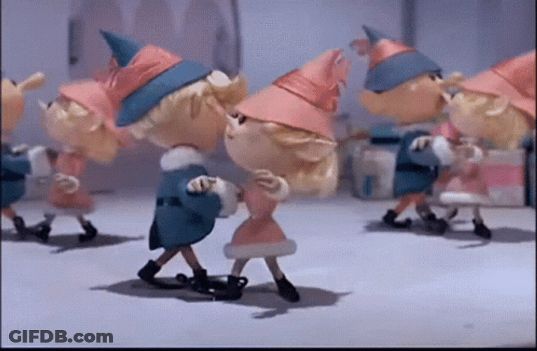 Animated Cute Pink And Blue Christmas Elf GIF