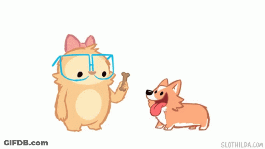 Animated Cute Slothilda And Corgi GIF