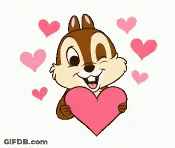 Animated Cute Squirrel Wink Cartoon Love GIF