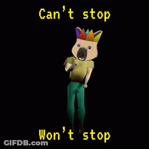 Animated Dancing Dog Cant Stop Wont Stop GIF