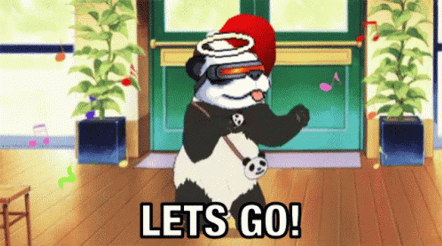 Animated Dancing Panda Wearing Techno Glasses Lets Go GIF