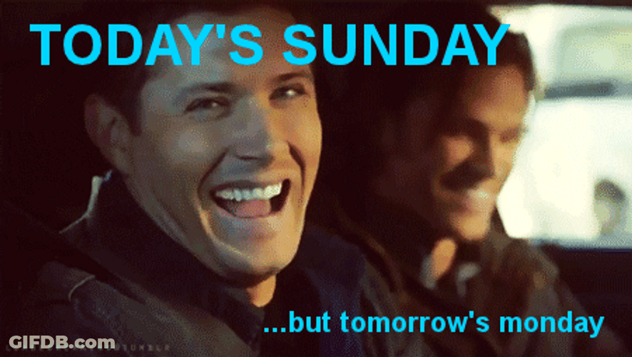 Animated Dean Wincester Is Happy It's Sunday GIF