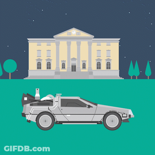 Animated Delorean Traveling To Different Places GIF
