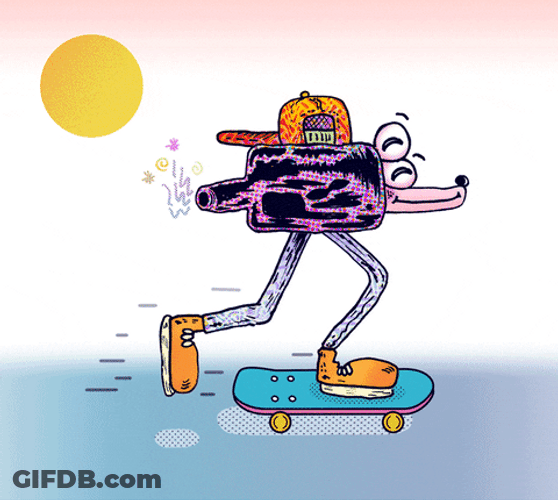 Animated Dog Art Skateboard GIF