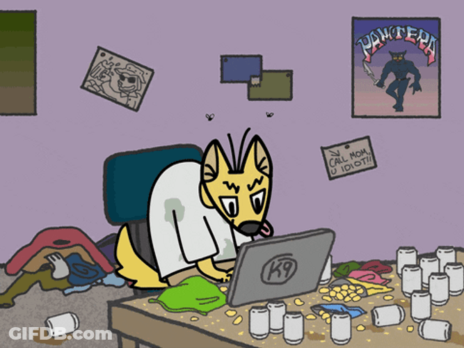 Animated Dog Busy Working Online GIF