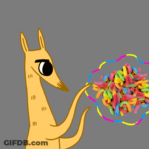 Animated Dog Eating Gummies GIF