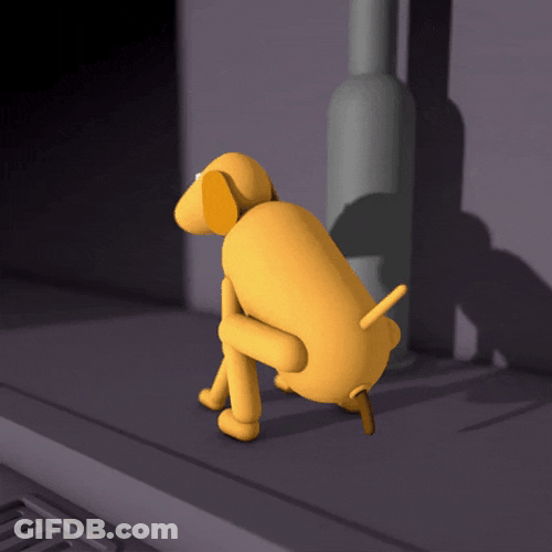 Animated Dog Excreting Poop In The Street GIF