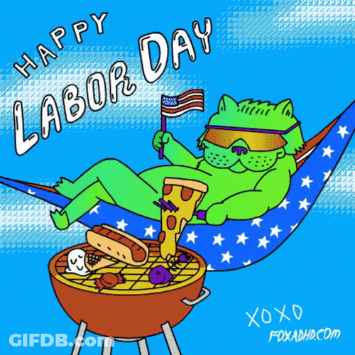 Animated Dog Grilling Good Morning Happy Labor Day GIF