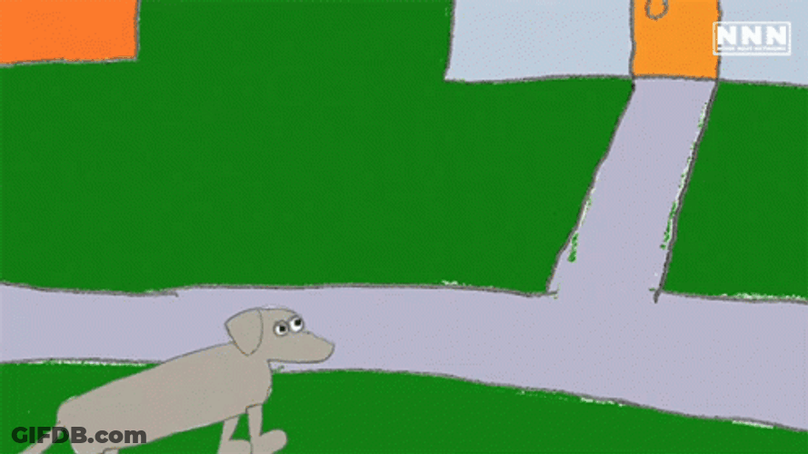 Animated Dog Leaving Poop In The Street GIF
