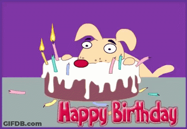 Animated Dog Wagging Tail Happy Birthday GIF