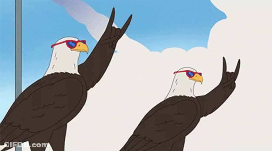 Animated Eagles Doing Hook Em Sign GIF