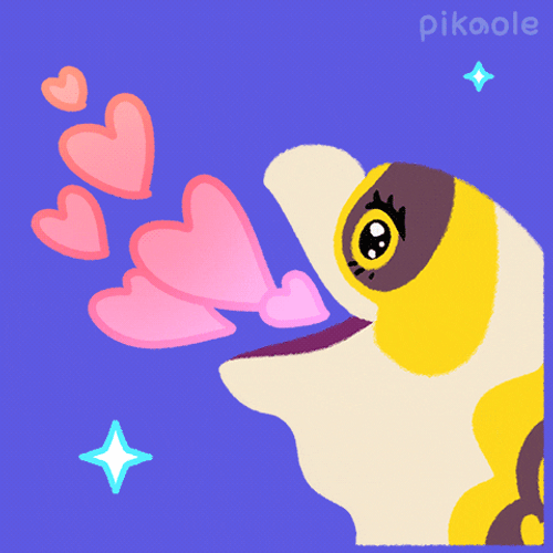 Animated Eel Releasing Sparkling Hearts GIF