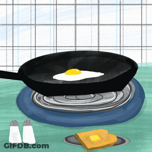 Animated Egg Dog Being Cooked In Pan GIF
