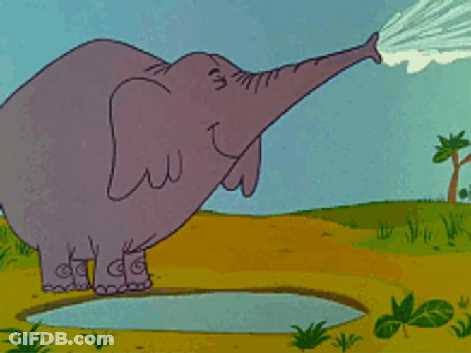 Animated Elephant Splashing Water GIF