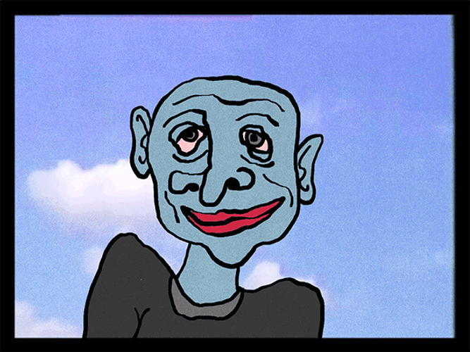 Animated Face Melt Leaving Smile GIF