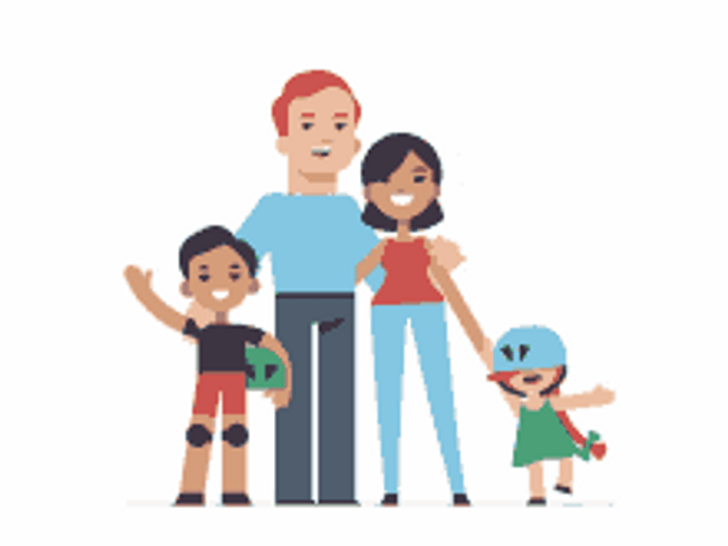 Animated Family With Two Kids GIF