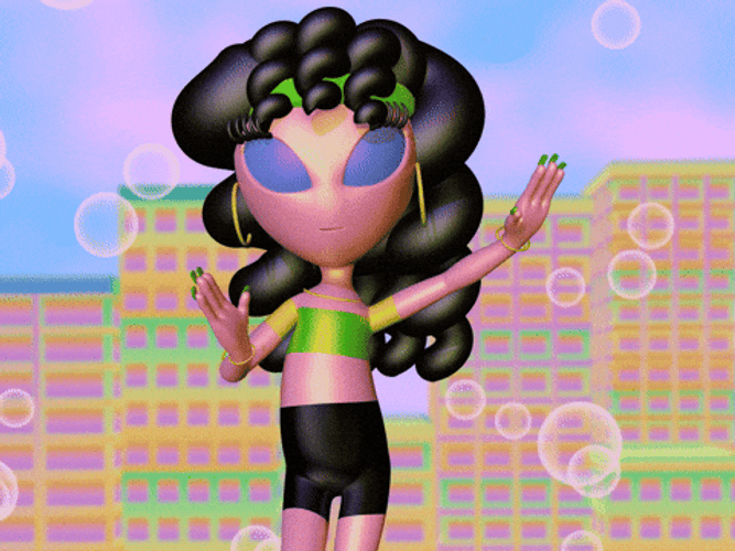 Animated Female Alien Doing Salsa GIF