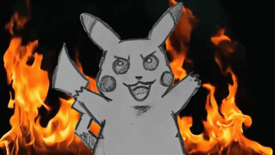 Animated Fire Creepy Pikachu GIF