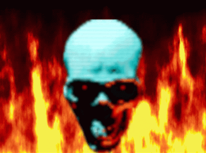 Animated Fire Creepy Smiling Skull GIF