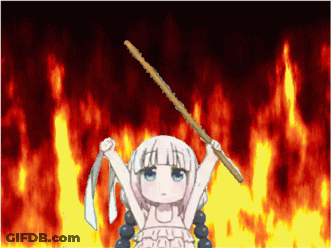 Animated Fire Kana Bonk With Stick GIF