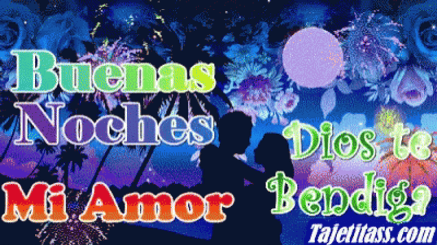 Animated Fireworks Display Buenas Noches Amor GIF