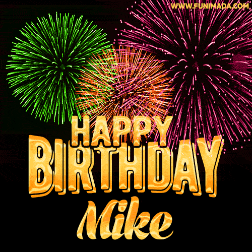 Animated Fireworks Display Happy Birthday Mike Greeting GIF