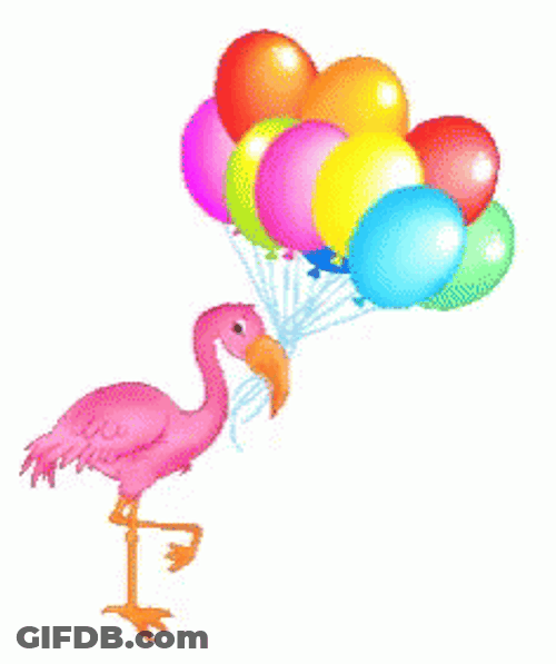 Animated Flamingo Balloons GIF