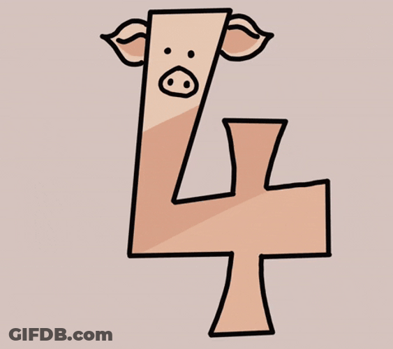 Animated Four With A Pig Face GIF