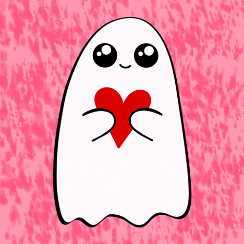 Animated Funny Ghost Thumping Heart GIF