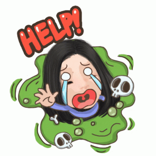 Animated Girl Asking Help Stuck In Quicksand GIF