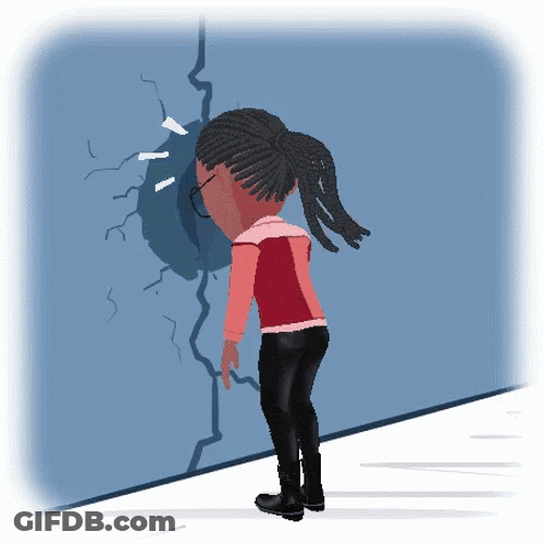 Animated Girl Bangs Head Against Wall GIF