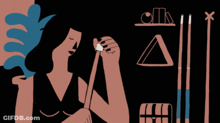 Animated Girl Billiard Chalk GIF