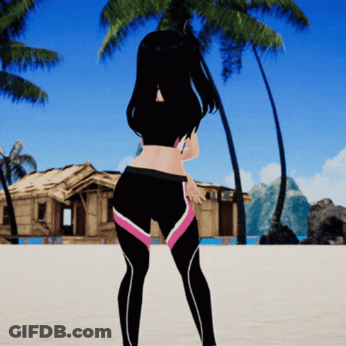 Animated Girl Doing Thug Shaker On The Beach GIF
