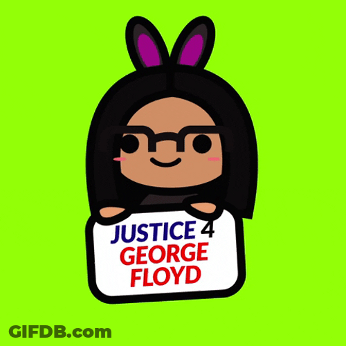 Animated Girl Holding Sign Justice For George Floyd GIF