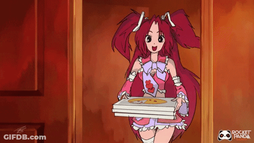 Animated Girl Holds Pizza Community Fire GIF
