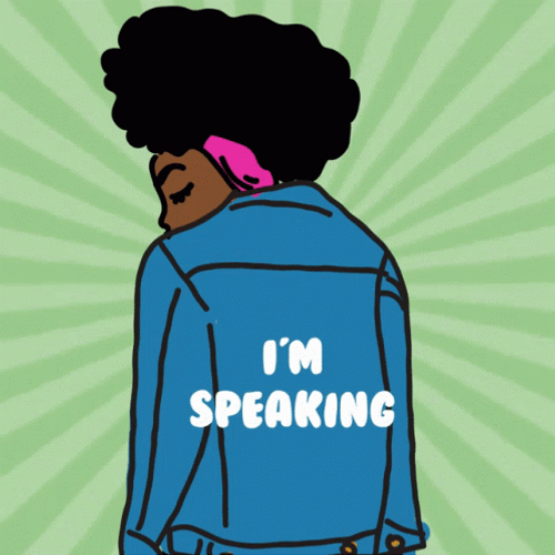 Animated Girl Im Speaking Behind GIF