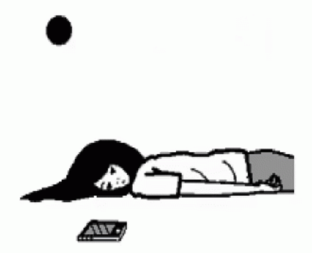 Animated Girl Lying On The Floor Still Waiting GIF