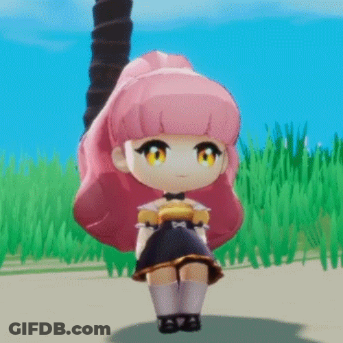 Animated Girl Pink Hair Rock Paper Scissors GIF