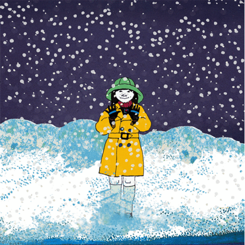 Animated Girl Standing In Snow GIF